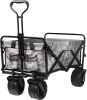 Collapsible Wagon Cart Heavy Duty Foldable Beach Wagon with Big Wheels for Sand All-Terrain Utility Beach Cart for Sand, Outdoor Sports, Garden Campin