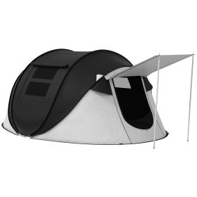 Outsunny Pop Up Tent, Instant Camping Tent with Porch and Carry Bag, 3000mm Waterproof, for 2-3 People, Black, (Poles Included)