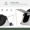 Outsunny Pop Up Tent, Instant Camping Tent with Porch and Carry Bag, 3000mm Waterproof, for 2-3 People, Black, (Poles Included)