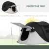 Outsunny Pop Up Tent, Instant Camping Tent with Porch and Carry Bag, 3000mm Waterproof, for 2-3 People, Black, (Poles Included)