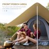 Outsunny 15.4'x15.4'x8.5' Teepee Tent, Waterproof Camping Tent with Porch Area, Floor and Carry Bag, for 2-3 Person Outdoor Backpacking Camping Hiking