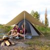 Outsunny 15.4'x15.4'x8.5' Teepee Tent, Waterproof Camping Tent with Porch Area, Floor and Carry Bag, for 2-3 Person Outdoor Backpacking Camping Hiking