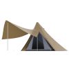 Outsunny 15.4'x15.4'x8.5' Teepee Tent, Waterproof Camping Tent with Porch Area, Floor and Carry Bag, for 2-3 Person Outdoor Backpacking Camping Hiking