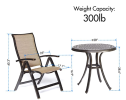 [Dropshipping] 3 Piece Bistro Set, Dining Table Folding Chairs Garden Backyard Outdoor Patio Furniture