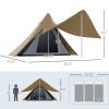 Outsunny 15.4'x15.4'x8.5' Teepee Tent, Waterproof Camping Tent with Porch Area, Floor and Carry Bag, for 2-3 Person Outdoor Backpacking Camping Hiking