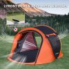 2 Person Black + Orange Pop Up Camping Tent