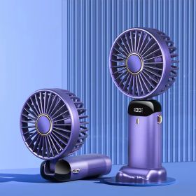 Portable Fan, Handheld Fan Personal Mini Fan 4200mAh Rechargeable With 5 Speeds, Battery Operated Mini Fan With LED Display, 11-21Hs Desk Fan Working (Color: Purple)