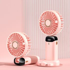 Portable Fan, Handheld Fan Personal Mini Fan 4200mAh Rechargeable With 5 Speeds, Battery Operated Mini Fan With LED Display, 11-21Hs Desk Fan Working (Color: pink)